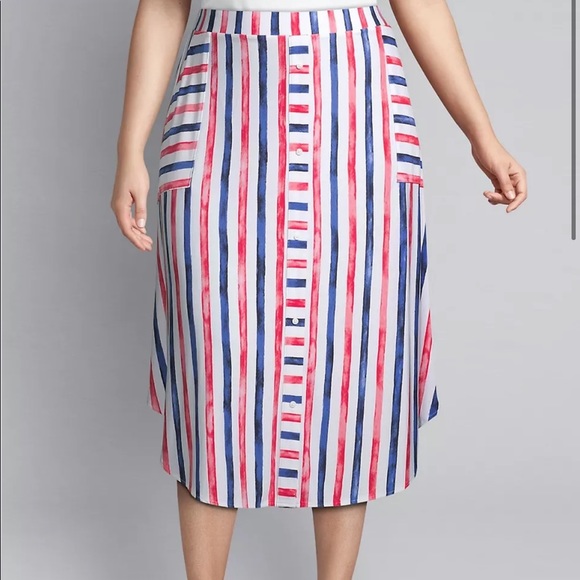 Lane Bryant Striped Crepe Midi Skirt NWT Sz 26/28 - Picture 2 of 3